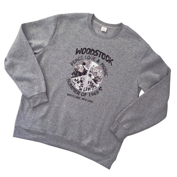 Woodstock Sweatshirt 2XL Gray Peace Love Music Retro Festival Style Men Women - Picture 9 of 9